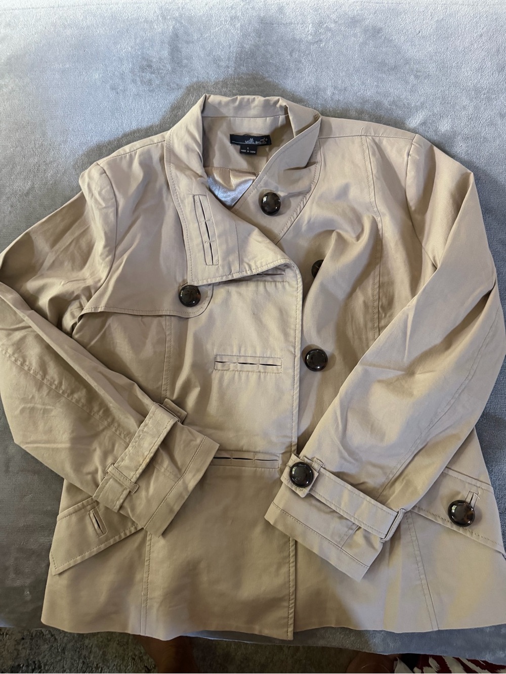 Willi Smith Beige Double-Breasted Trench Coat